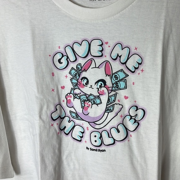 NEW BSR By Samii Ryan “Give Me The Blues” Cropped Tee - Picture 2 of 5